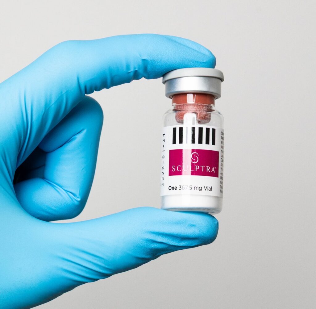 A vial of sculptra used for breast sculpting in Mishawaka